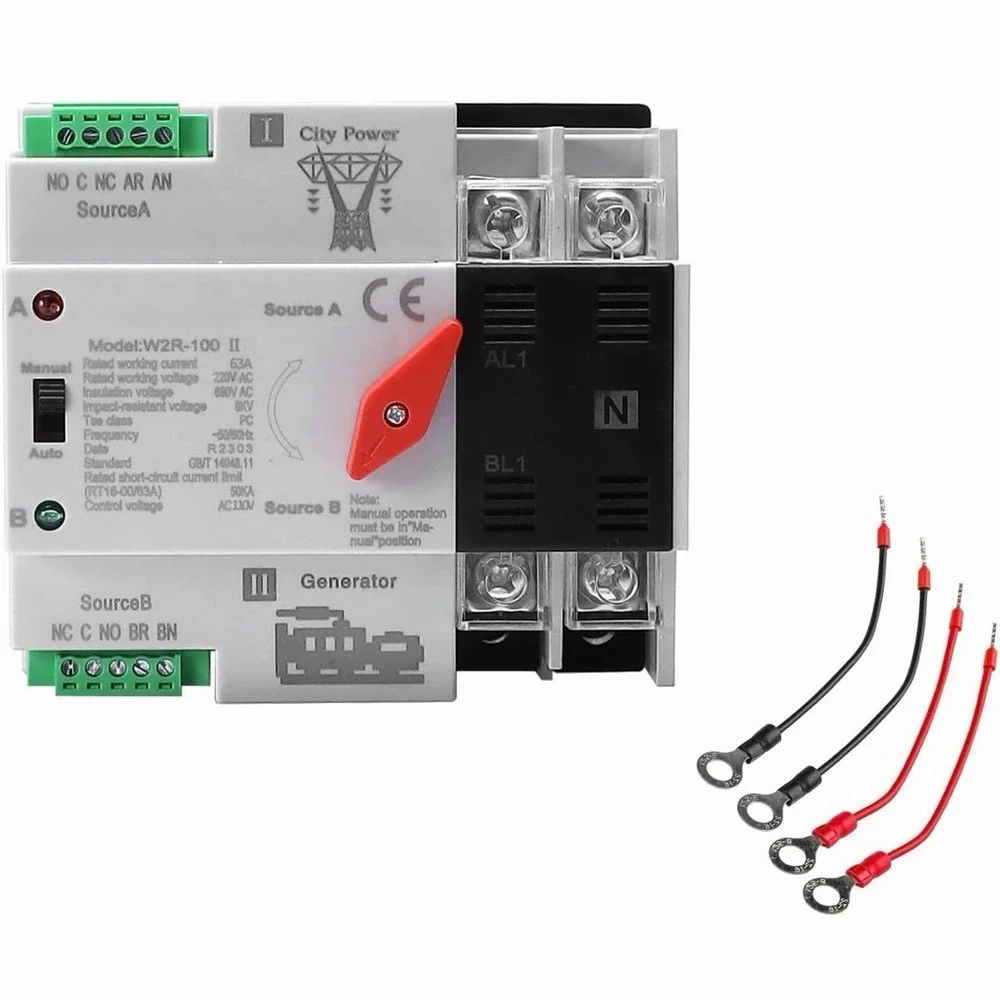 63Amp AC110V Automatic/Manual Transfer Switch 3P 50/60Hz, 3POLE 63A Mini ATS ...
